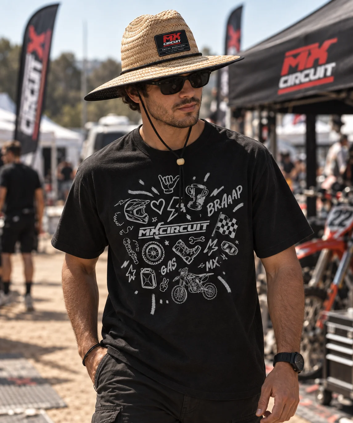 Sombrero de paja motocross paddock